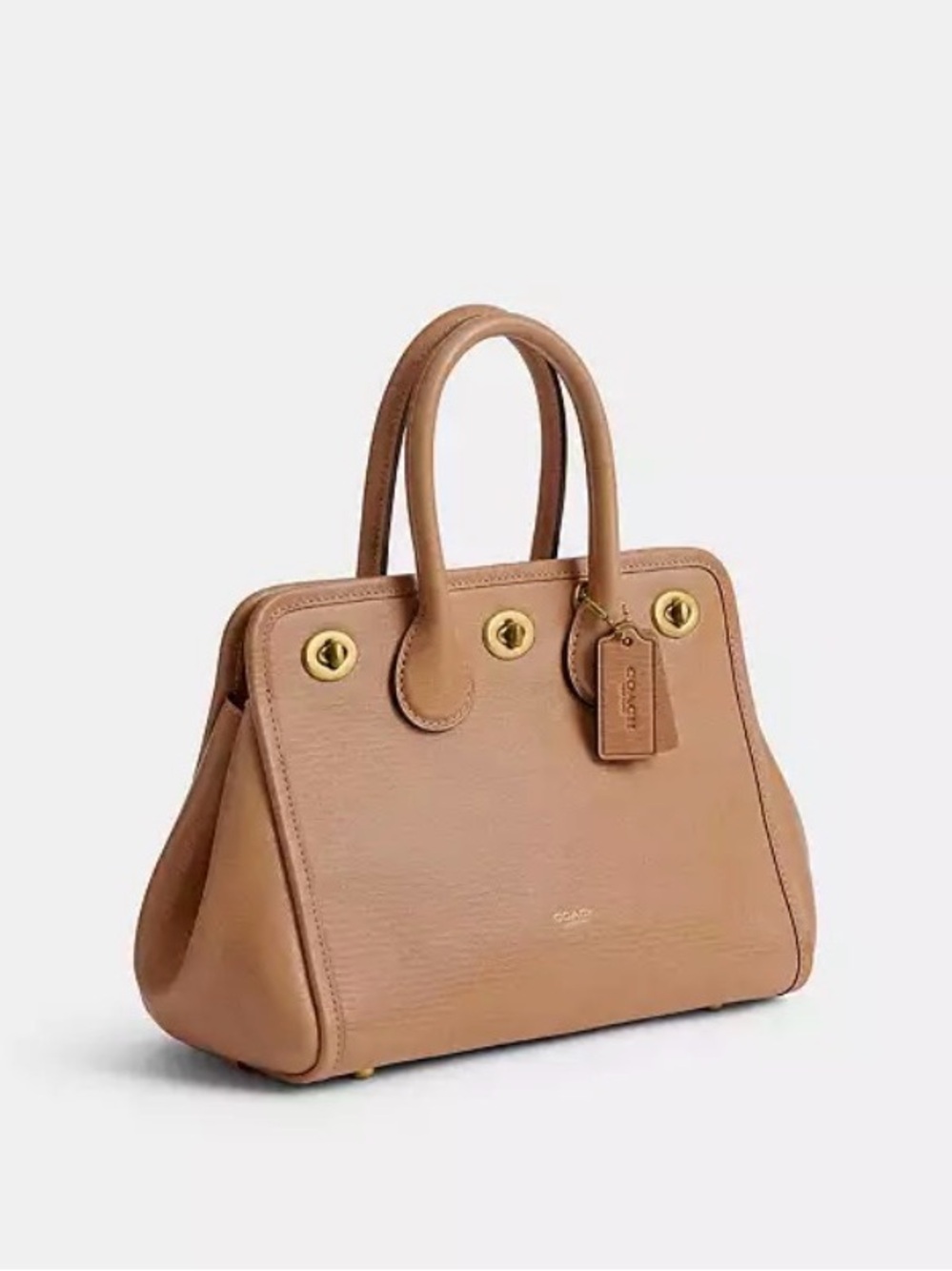 NWT Coach Brass/Sandstone Turnlock Tote Bag 22